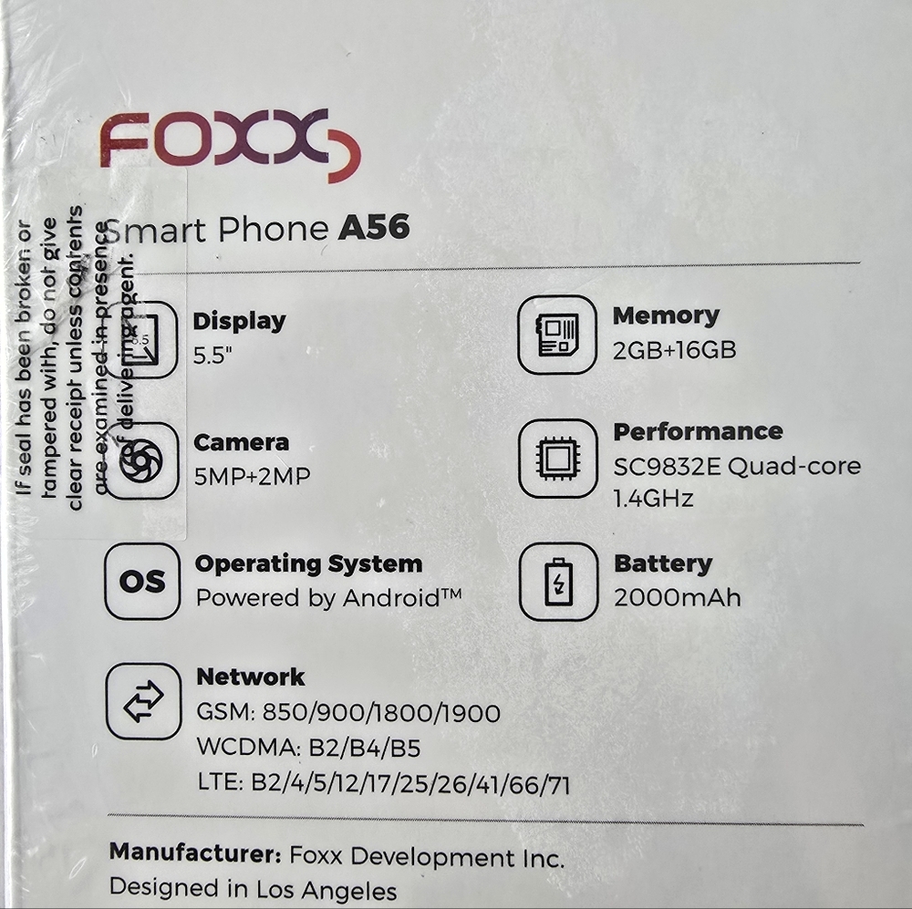 Foxx A56 Black NIB Cell Phone - Picture 2 of 6